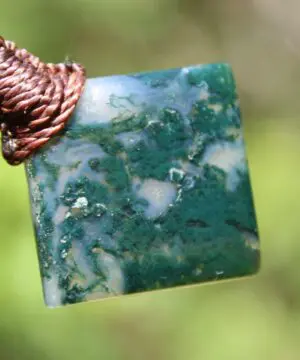 Green Moss Agate Necklace • Moss Agate Quartz Pendant • Australian Handmade Talisman • Tribal Healing Crystal Jewelry • Tropical Cord