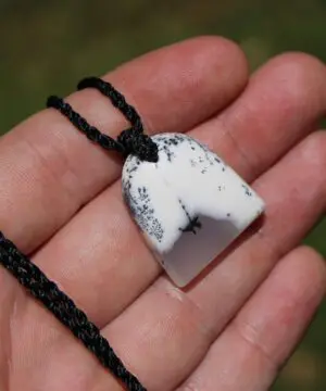 Merlinite Pendant,Dendritic Opal,Dendrite Opal Necklace,Agate necklace,Australian made Macrame Cord,Healing stone Jewelry