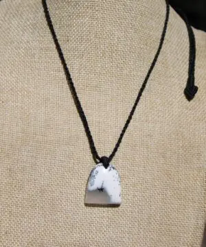 Merlinite Pendant,Dendritic Opal,Dendrite Opal Necklace,Agate necklace,Australian made Macrame Cord,Healing stone Jewelry