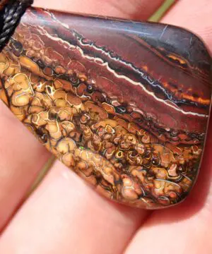 Koroit Boulder Opal Necklace • Australian Solid Opal Pendant • Hand-Polished Crystal Talisman • Australian made handwoven tropical cord