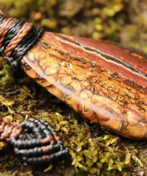 Koroit Boulder Opal Necklace • Australian Solid Opal Pendant • Hand-Polished Crystal Talisman • Australian made handwoven tropical cord