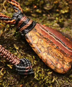 Koroit Boulder Opal Necklace • Australian Solid Opal Pendant • Hand-Polished Crystal Talisman • Australian made handwoven tropical cord