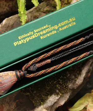 Koroit Boulder Opal Necklace • Australian Solid Opal Pendant • Hand-Polished Crystal Talisman • Australian made handwoven tropical cord