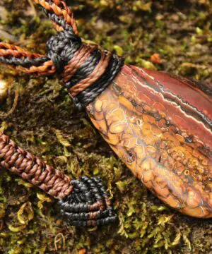 Koroit Boulder Opal Necklace • Australian Solid Opal Pendant • Hand-Polished Crystal Talisman • Australian made handwoven tropical cord