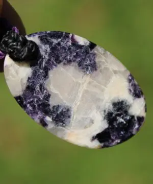 Australian Purple Lepidolite Necklace • Crystal Pendant • Celtic Tribal Jewelry • Summer Surfer Necklace • Handmade Macrame Tropical Cord