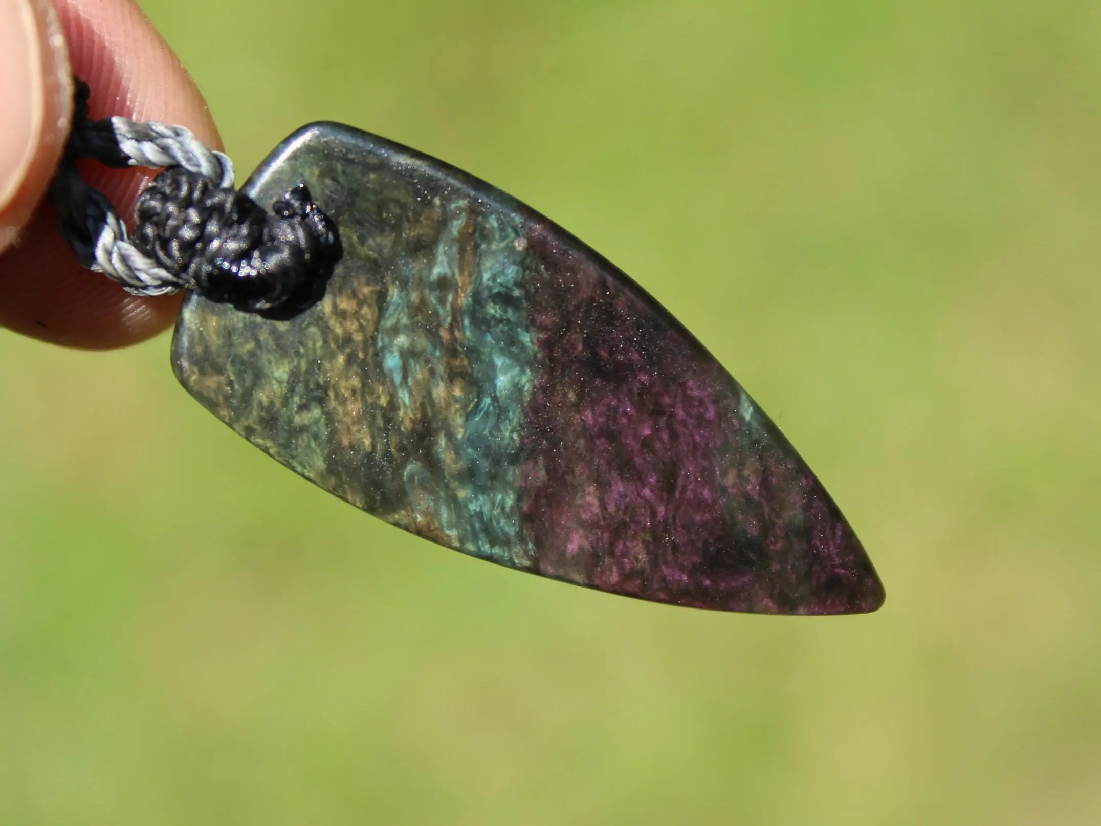 American Elven Rainbow Obsidian Pendant • Volcanic Glass Necklace • Healing Tribal Talisman • Australian Handmade Tropical Cord