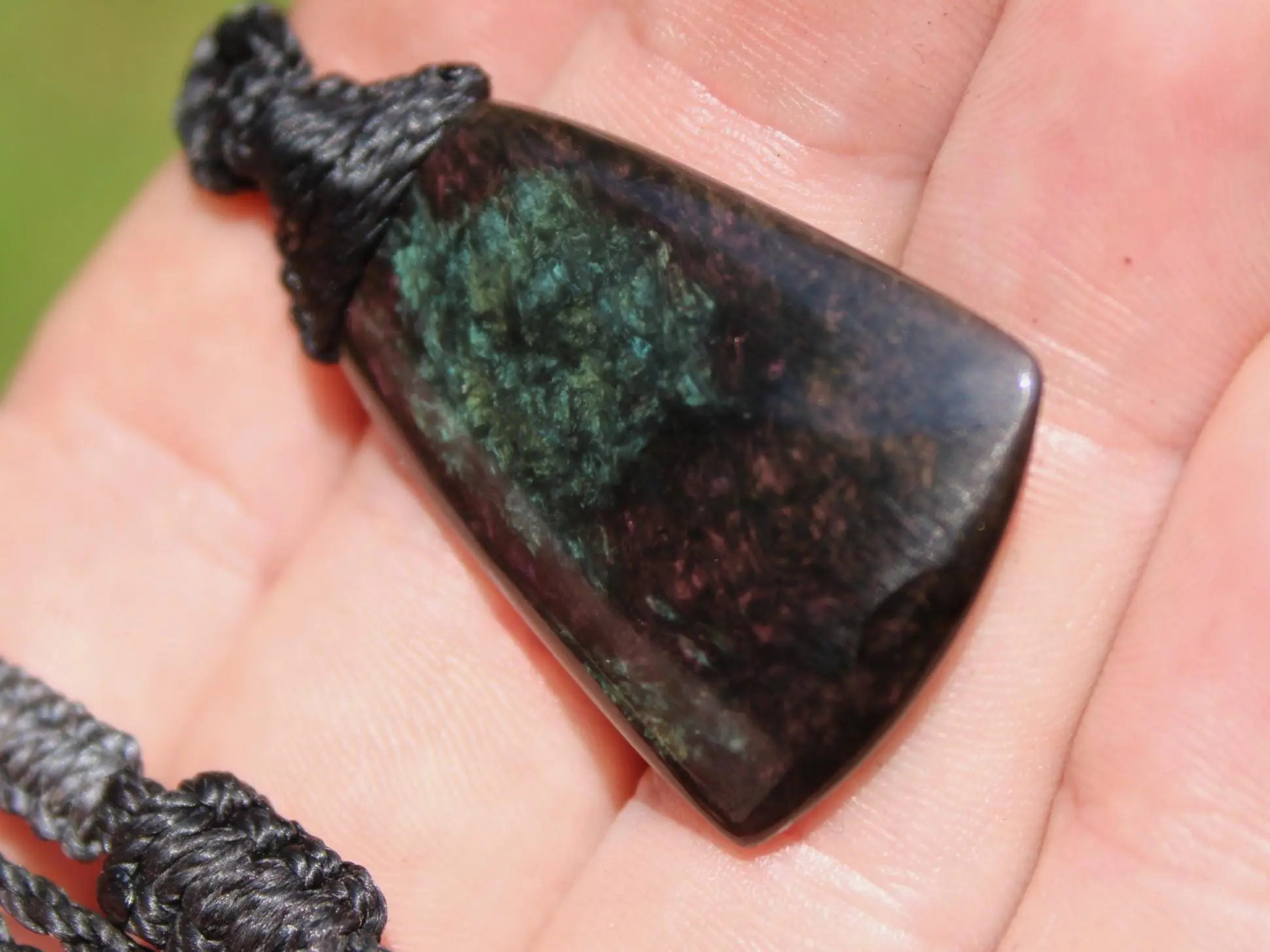 American Elven Rainbow Obsidian Pendant • Volcanic Glass Necklace • Healing Tribal Talisman • Australian Handmade Tropical Cord