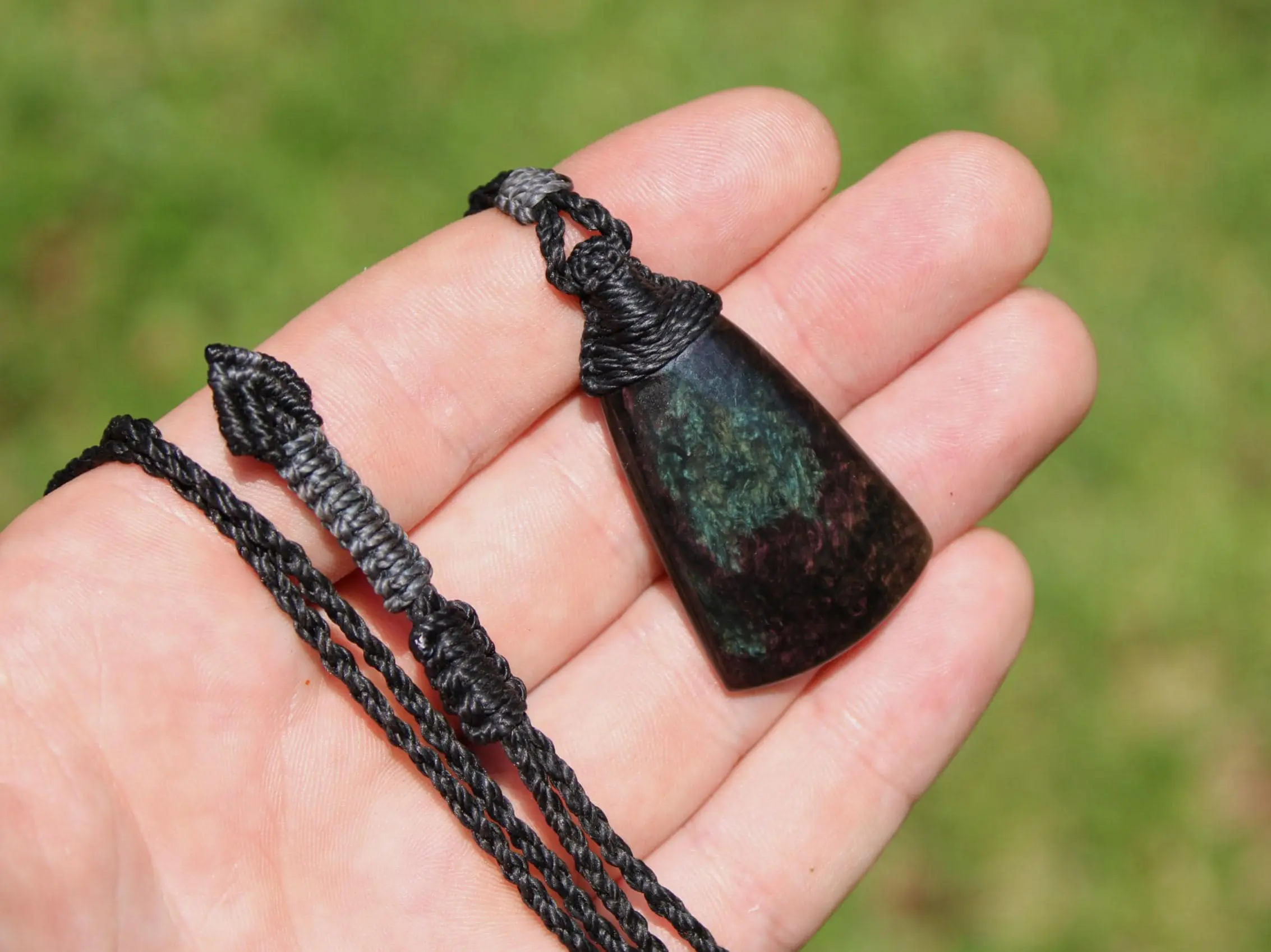 American Elven Rainbow Obsidian Pendant • Volcanic Glass Necklace • Healing Tribal Talisman • Australian Handmade Tropical Cord