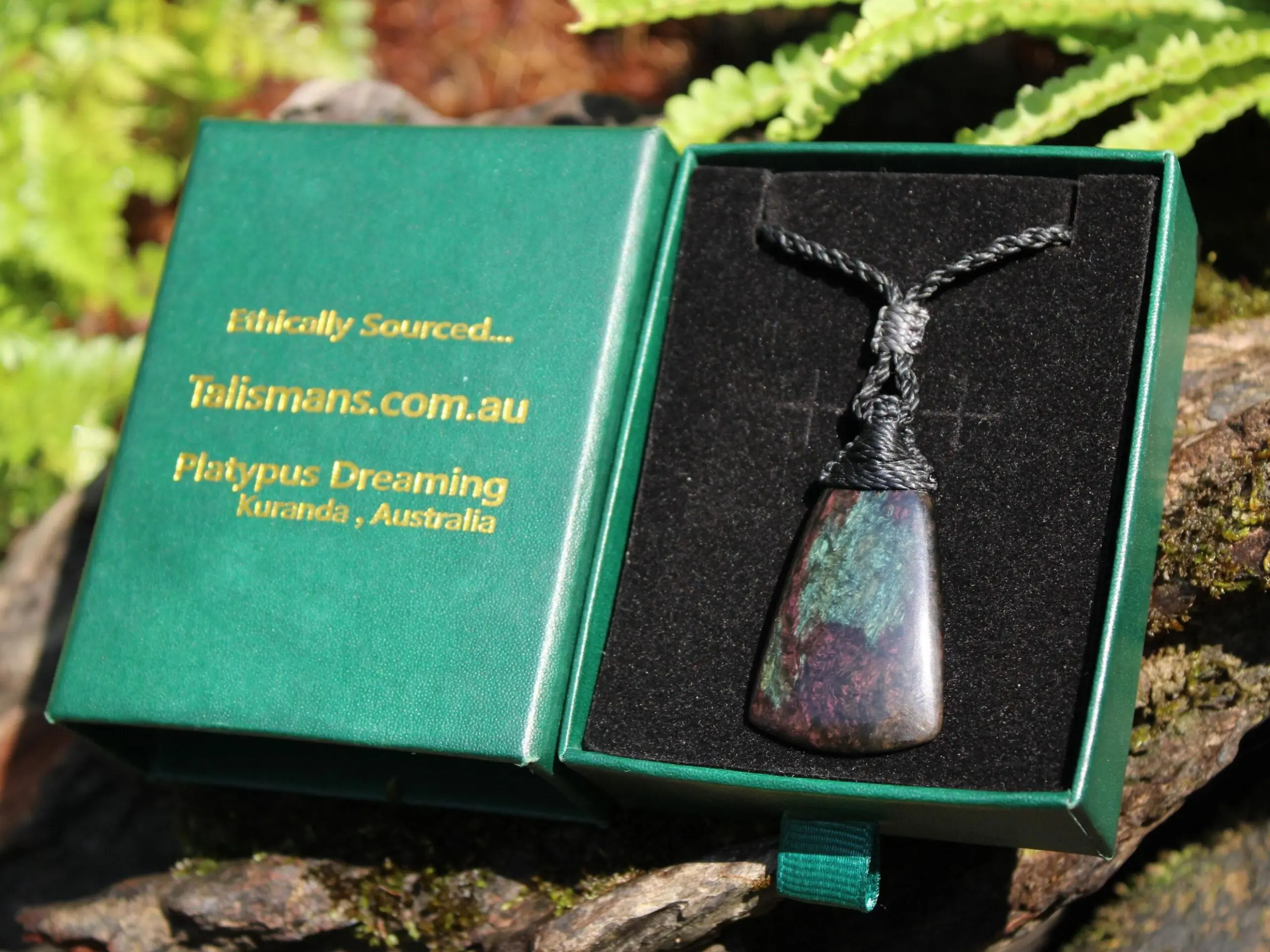 American Elven Rainbow Obsidian Pendant • Volcanic Glass Necklace • Healing Tribal Talisman • Australian Handmade Tropical Cord