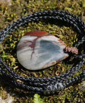 Australian Outback Jasper Necklace • Healing Crystal Pendant • Tribal Stone Jewelry • Australian Handmade Thin Macrame Tropical Cord