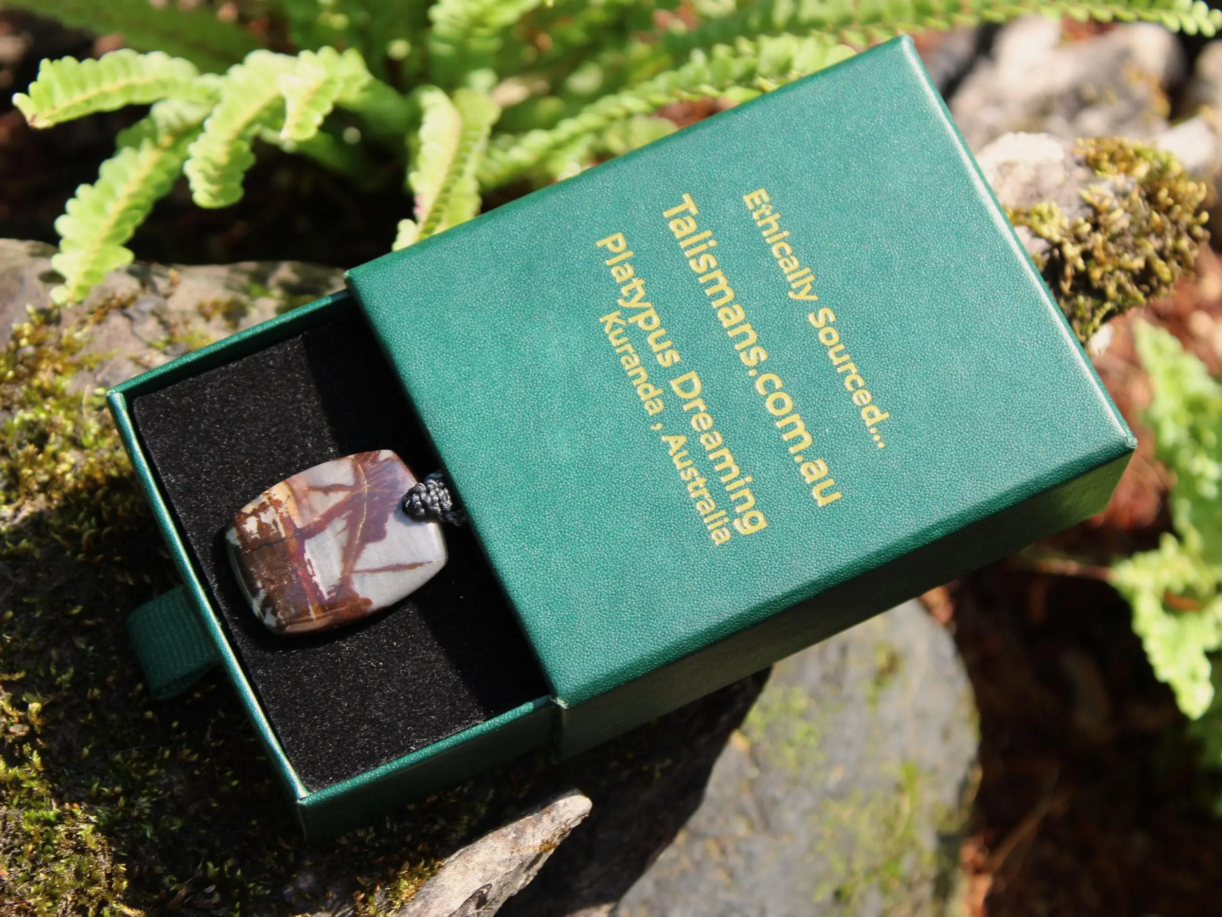 Australian Outback Jasper Pendant Necklace • Australian Handmade Handwoven Tropical Cord • Earthy Tribal Healing Stone Jewelry