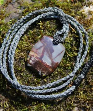 Australian Outback Jasper Pendant Necklace • Australian Handmade Handwoven Tropical Cord • Earthy Tribal Healing Stone Jewelry