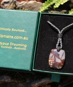 Australian Outback Jasper Pendant Necklace • Australian Handmade Handwoven Tropical Cord • Earthy Tribal Healing Stone Jewelry