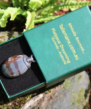 Australian Outback Jasper Pendant Necklace • Australian Handmade Handwoven Tropical Cord • Earthy Tribal Healing Stone Jewelry