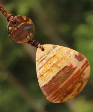 Australian Boulder opal, Australian creek Jasper, unique tribal necklace talisman, Australian made handwoven tropical Cord, Summer jewelry
