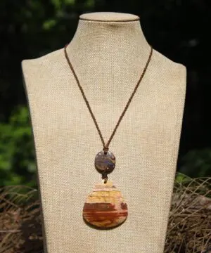 Australian Boulder opal, Australian creek Jasper, unique tribal necklace talisman, Australian made handwoven tropical Cord, Summer jewelry