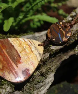 Australian Boulder opal, Australian creek Jasper, unique tribal necklace talisman, Australian made handwoven tropical Cord, Summer jewelry
