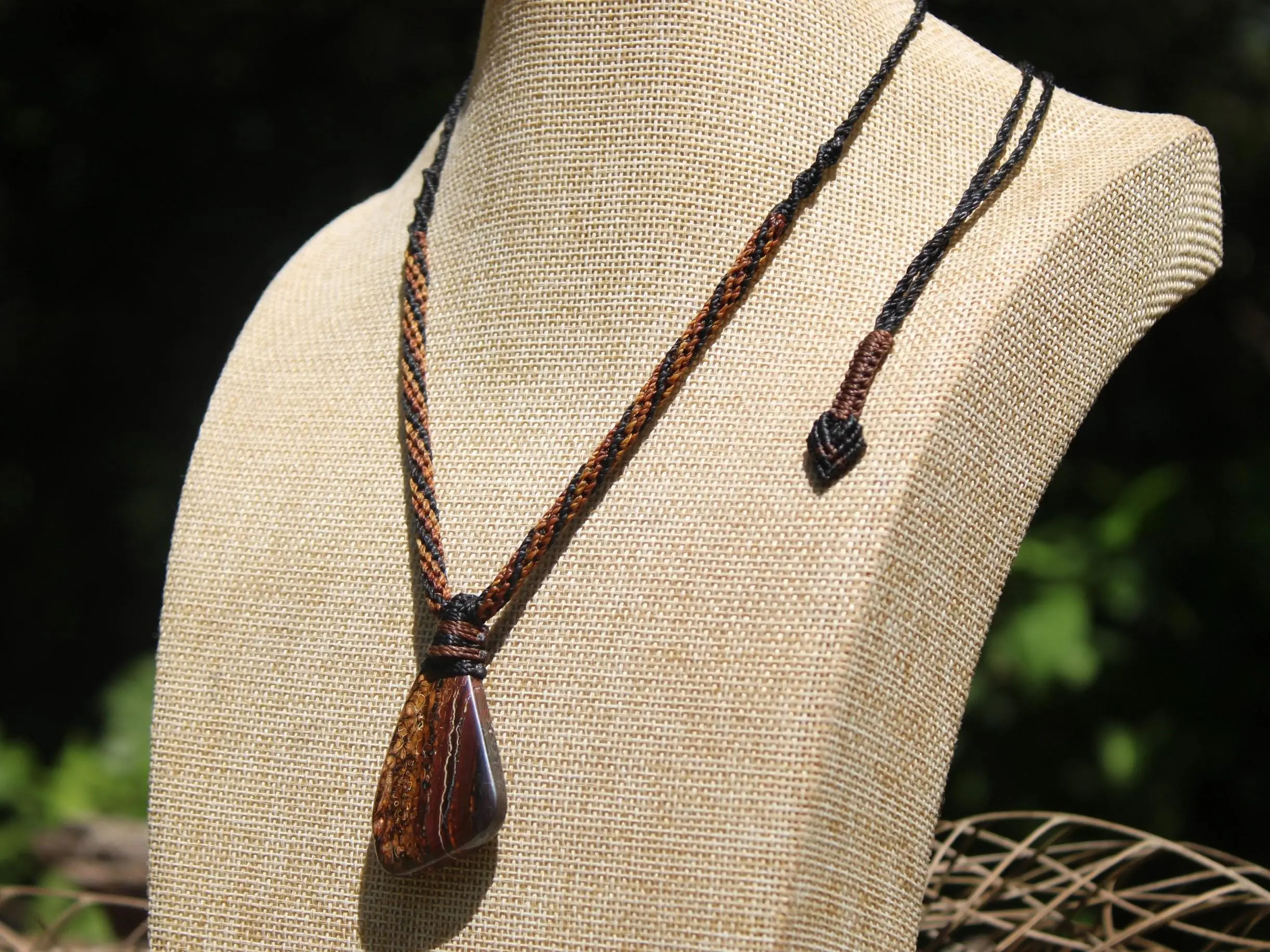 Koroit Boulder Opal Necklace • Australian Solid Opal Pendant • Hand-Polished Crystal Talisman • Australian made handwoven tropical cord