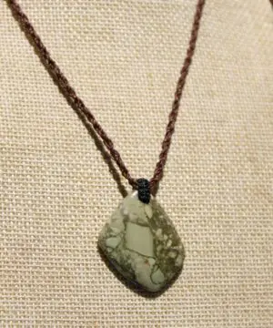 Australian Rainforest Jasper Pendant , Royal Rhyolite Necklace, Australian made macrame cord,ELVEN jewelry, green summer beach jewellery