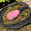 Australian ROYAL Rhodonite Necklace, Tribal pendant. Macrame necklace, Heart Chakra stone Jewelry, pink stone jewelry, Taurus necklace