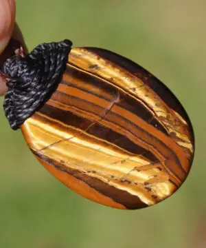 Australian Tiger Eye Pendant Necklace, MARA MAMBA Golden Tigereye, Australian made macrame cord healing jewellery, brown stone