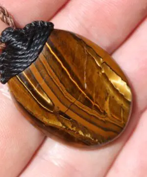 Australian Tiger Eye Pendant Necklace, MARA MAMBA Golden Tigereye, Australian made macrame cord healing jewellery, brown stone