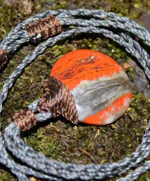 Australian Red Snakeskin Jasper Pendant ,Australian Macrame cord Crystal Necklace, healing crystal pendant, surfer summer pendant jewelry