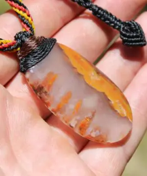 Kerrouchan Agate Pendant • Tribal Healing Crystal Necklace • Australian Handmade Tropical Cord • Indigenous Inspired Talisman
