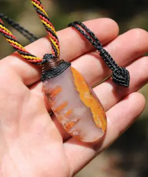 Kerrouchan Agate Pendant • Tribal Healing Crystal Necklace • Australian Handmade Tropical Cord • Indigenous Inspired Talisman