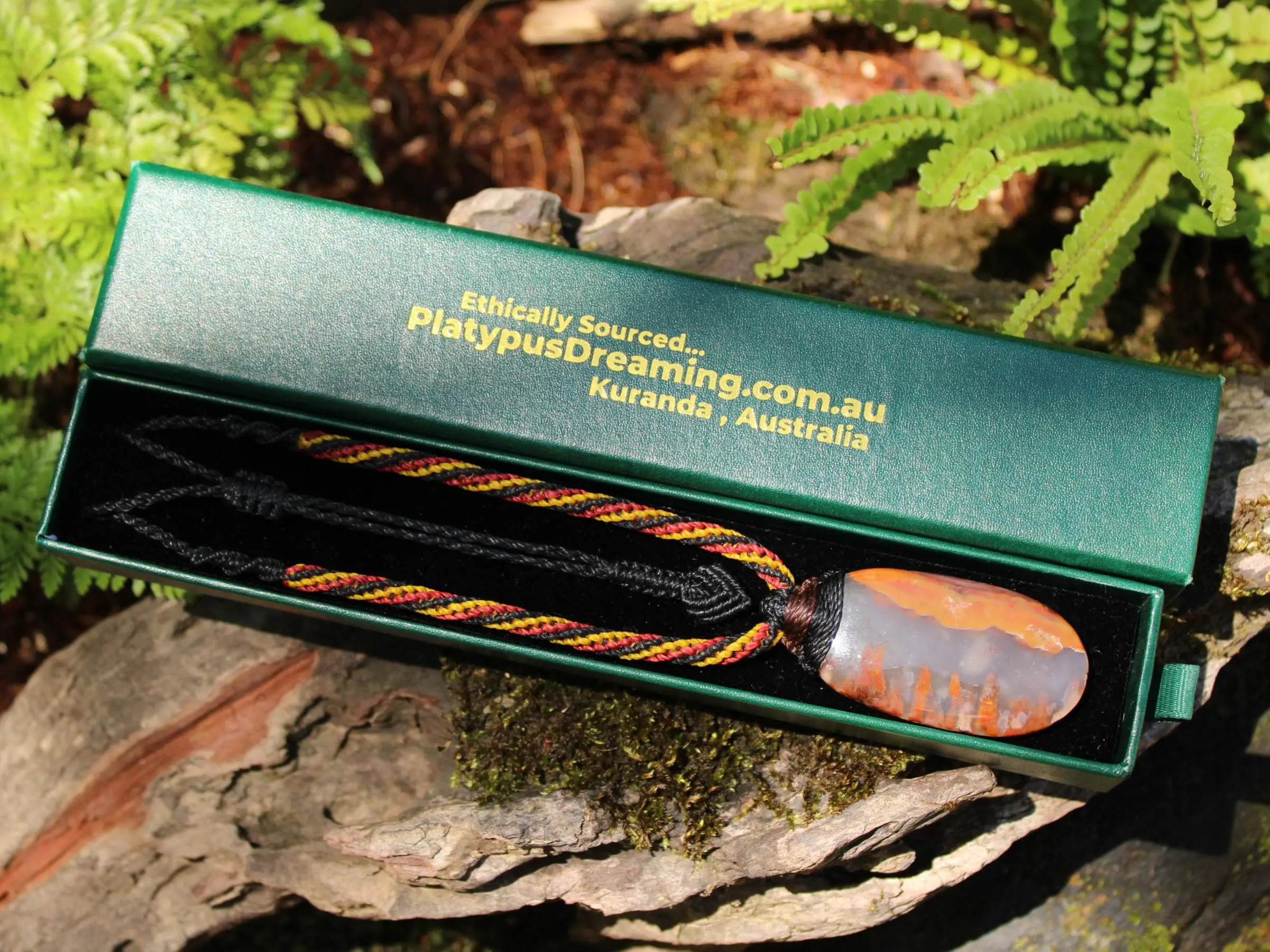 Kerrouchan Agate Pendant • Tribal Healing Crystal Necklace • Australian Handmade Tropical Cord • Indigenous Inspired Talisman