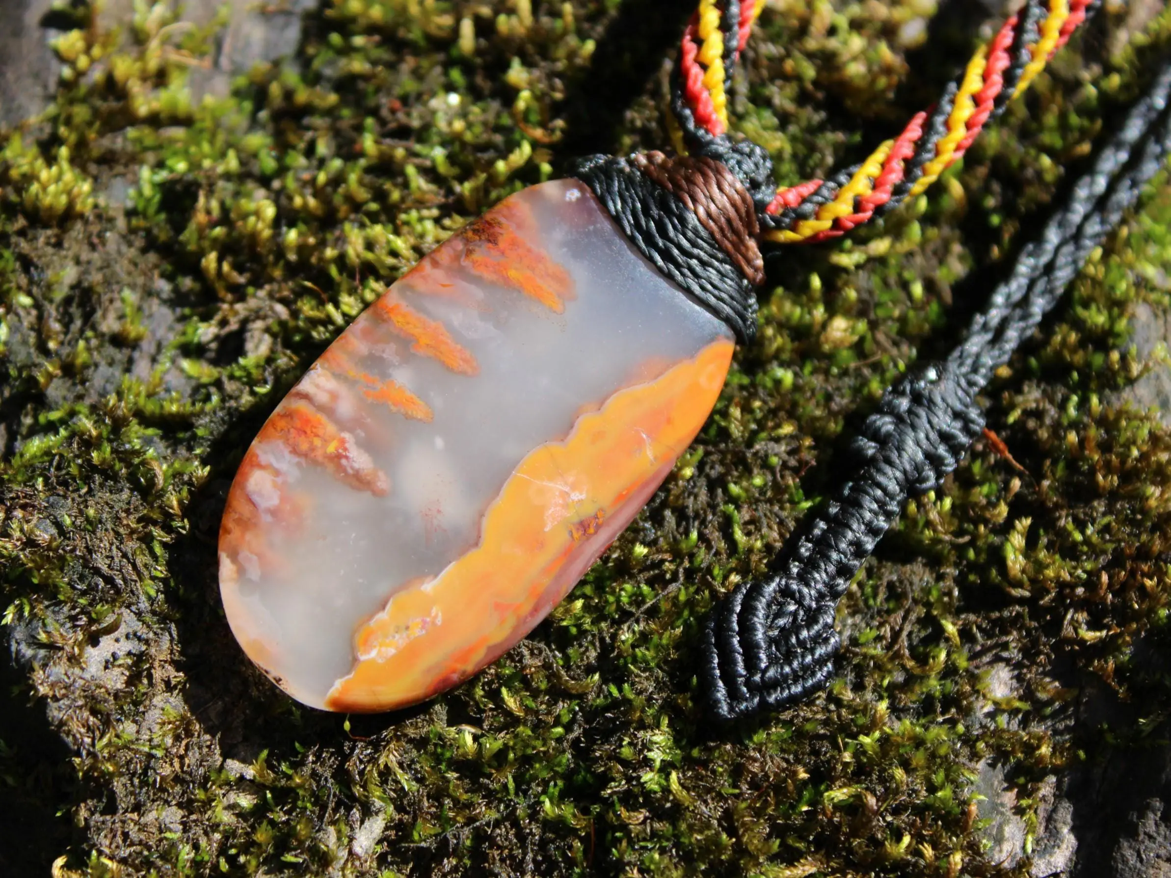 Kerrouchan Agate Pendant • Tribal Healing Crystal Necklace • Australian Handmade Tropical Cord • Indigenous Inspired Talisman