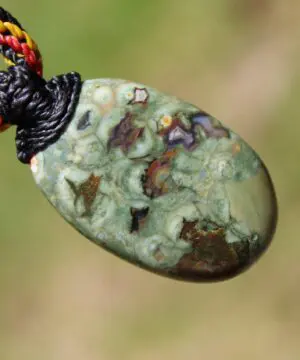 Australian Rainforest Jasper Necklace • Royal Rhyolite Pendant • Indigenous Inspired Talisman • Australian Handmade Handwoven Tropical Cord