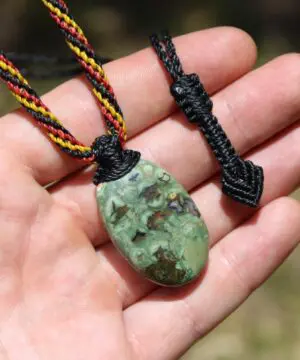 Australian Rainforest Jasper Necklace • Royal Rhyolite Pendant • Indigenous Inspired Talisman • Australian Handmade Handwoven Tropical Cord
