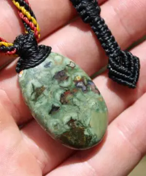 Australian Rainforest Jasper Necklace • Royal Rhyolite Pendant • Indigenous Inspired Talisman • Australian Handmade Handwoven Tropical Cord