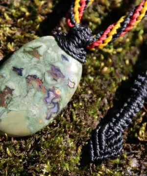 Australian Rainforest Jasper Necklace • Royal Rhyolite Pendant • Indigenous Inspired Talisman • Australian Handmade Handwoven Tropical Cord