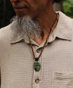 Australian Rainforest Jasper Necklace • Royal Rhyolite Pendant • Indigenous Inspired Talisman • Australian Handmade Handwoven Tropical Cord