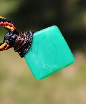 Australian Marlborough Chrysoprase Necklace • Gel Green Stone Pendant • Indigenous Inspired Tribal Talisman • Handmade Tropical Cord Jewelry