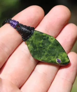 Tasmanian Serpentine Pendant, Australian Atlantisite Necklace • Australian Handmade Talisman, Australian handwoven tropical cord
