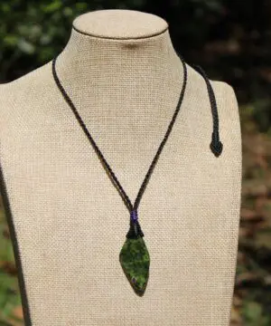 Tasmanian Serpentine Pendant, Australian Atlantisite Necklace • Australian Handmade Talisman, Australian handwoven tropical cord