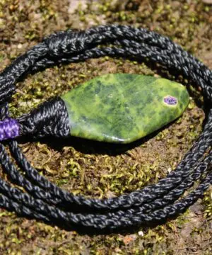 Tasmanian Serpentine Pendant, Australian Atlantisite Necklace • Australian Handmade Talisman, Australian handwoven tropical cord