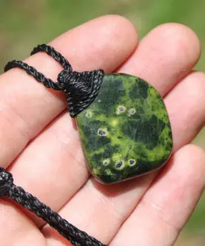 Tasmanian Stichtite Serpentine Pendant, Australian Atlantisite Necklace • • Australian Handmade Talisman, Australian handwoven tropical cord