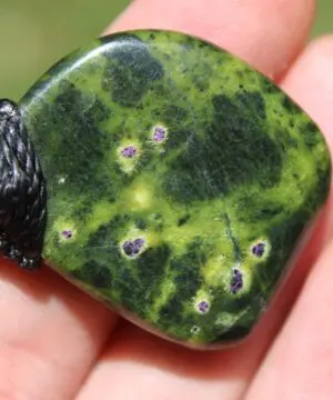 Tasmanian Stichtite Serpentine Pendant, Australian Atlantisite Necklace • • Australian Handmade Talisman, Australian handwoven tropical cord