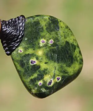 Tasmanian Stichtite Serpentine Pendant, Australian Atlantisite Necklace • • Australian Handmade Talisman, Australian handwoven tropical cord
