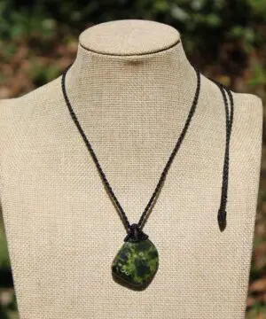 Tasmanian Stichtite Serpentine Pendant, Australian Atlantisite Necklace • • Australian Handmade Talisman, Australian handwoven tropical cord