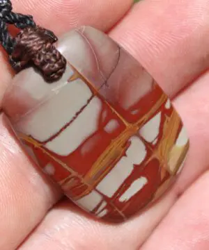 Australian Noreena Jasper Necklace • Red Stone Tribal Pendant • Handwoven Tropical Cord • May Birthstone Healing Jewelry