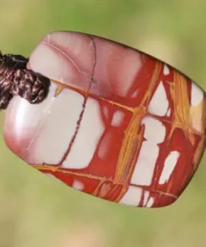 Australian Noreena Jasper Necklace • Red Stone Tribal Pendant • Handwoven Tropical Cord • May Birthstone Healing Jewelry