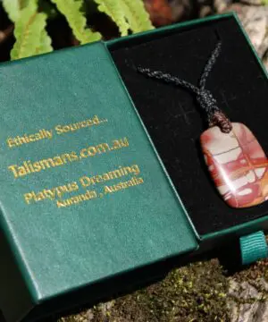 Australian Noreena Jasper Necklace • Red Stone Tribal Pendant • Handwoven Tropical Cord • May Birthstone Healing Jewelry