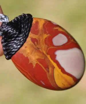 Australian Noreena Jasper Necklace • Red Stone Tribal Pendant • Handwoven Tropical Cord • May Birthstone Healing Jewelry