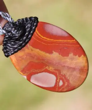 Australian Noreena Jasper Necklace • Red Stone Tribal Pendant • Handwoven Tropical Cord • May Birthstone Healing Jewelry