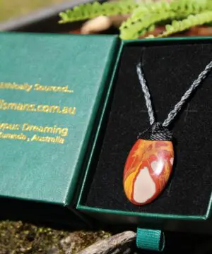 Australian Noreena Jasper Necklace • Red Stone Tribal Pendant • Handwoven Tropical Cord • May Birthstone Healing Jewelry